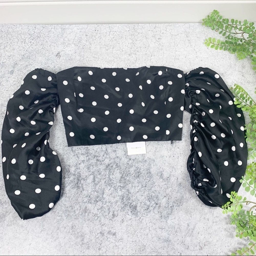 NWT Cami nyc Misha cropped shoulder polka dot silk top XXS - Picture 2 of 9